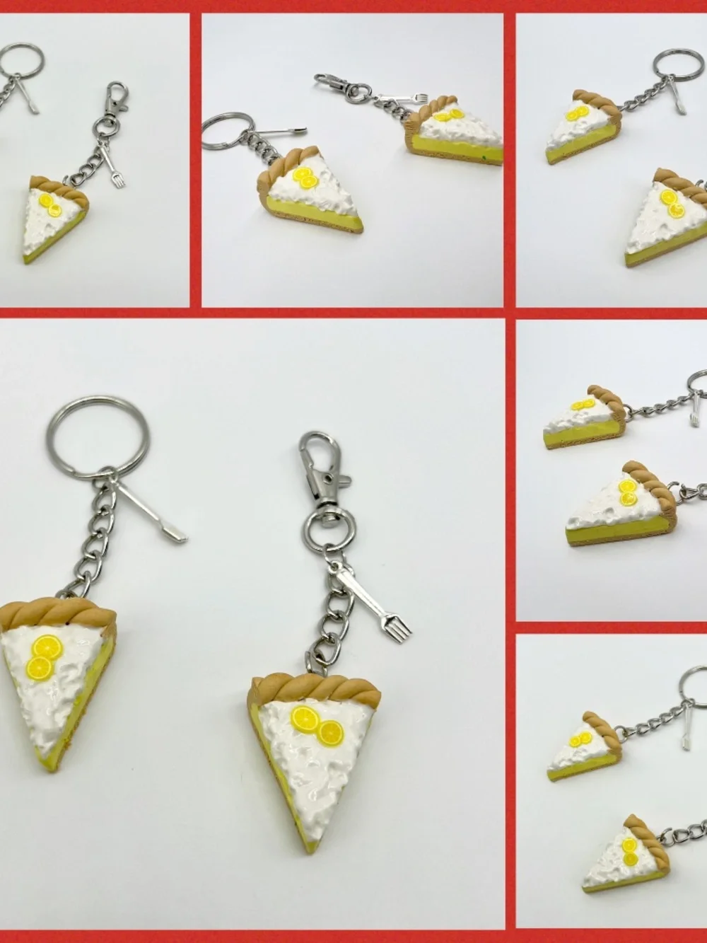 Pie Slice Keychain or Bag Clip | Handmade Dessert Accessories Multiple Flavors